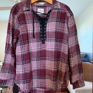 Distressed Pull Over Flannel